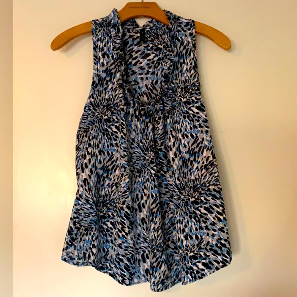 Blue Leopard Print Top